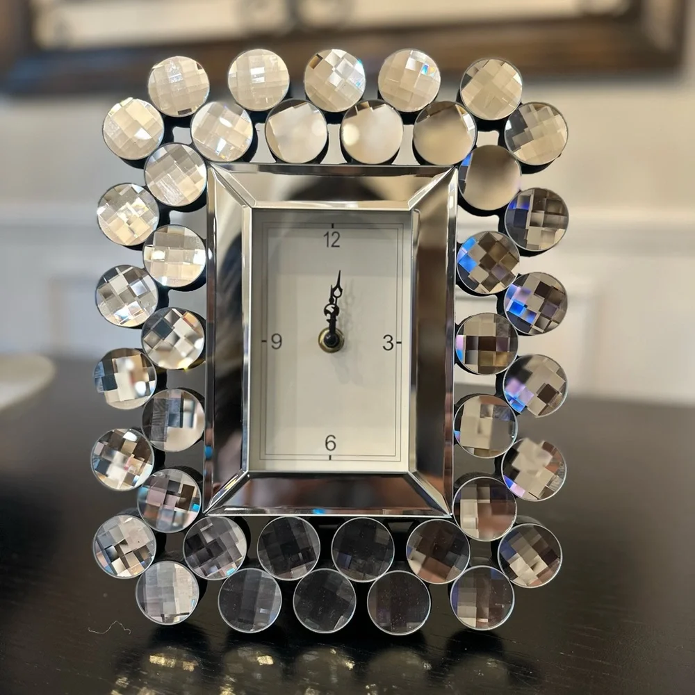 Silver Crystal Tabletop Clock